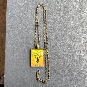 Gold Yoga Tree Pose Vriksasana Necklace